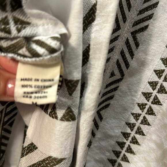 Dylan Fun Off White Green Print Short Sleeve Button cotton shirt size M - Picture 7 of 12